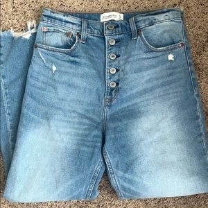A & F Ultra High Rise Ankle Straight Jeans